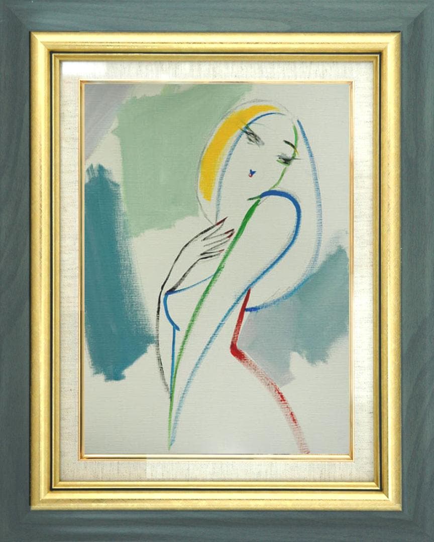 油絵 菅家令子 絵 絵画 インテリア 額付(白) F6-082611 人物 女性