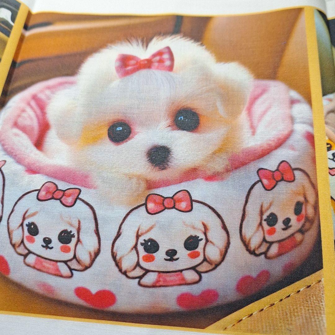 可愛いチワワ、ポメラニアン、パピヨン、マルチーズパネル生地　ハンドメイド　レア