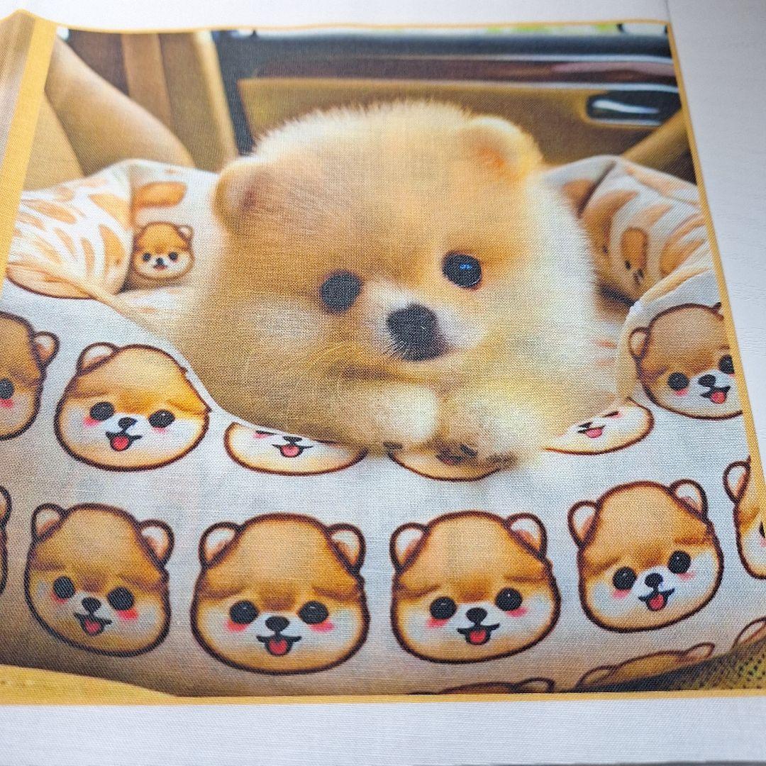 可愛いチワワ、ポメラニアン、パピヨン、マルチーズパネル生地　ハンドメイド　レア