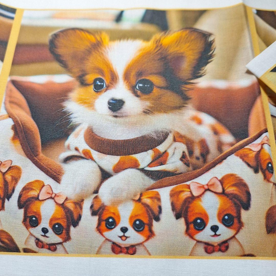 可愛いチワワ、ポメラニアン、パピヨン、マルチーズパネル生地　ハンドメイド　レア