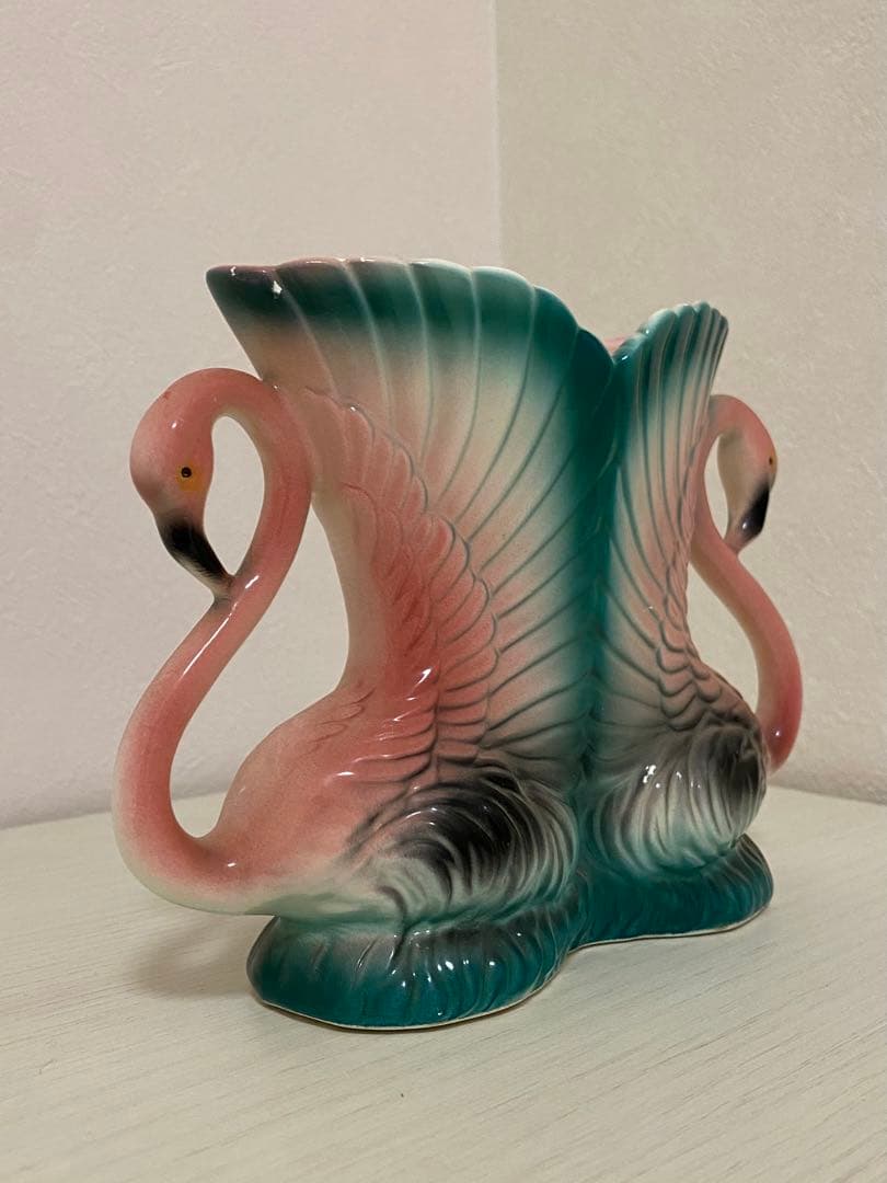 希少品 ピンク フラミンゴ 花瓶 フラワーベース 50S ミッドセンチュリー