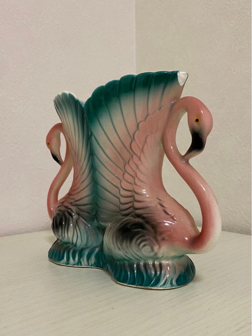 希少品 ピンク フラミンゴ 花瓶 フラワーベース 50S ミッドセンチュリー