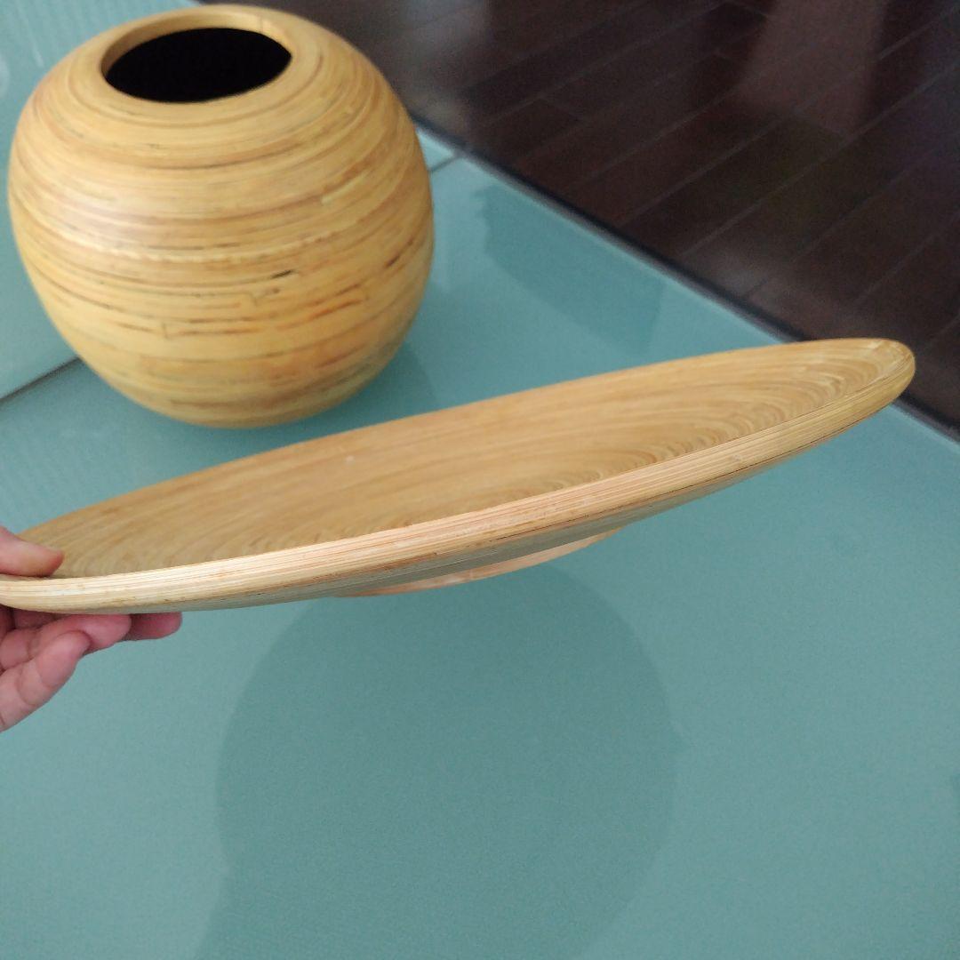 【最終】美品!天然木 ハンドメイド 球体鉢 プランタートレイ付