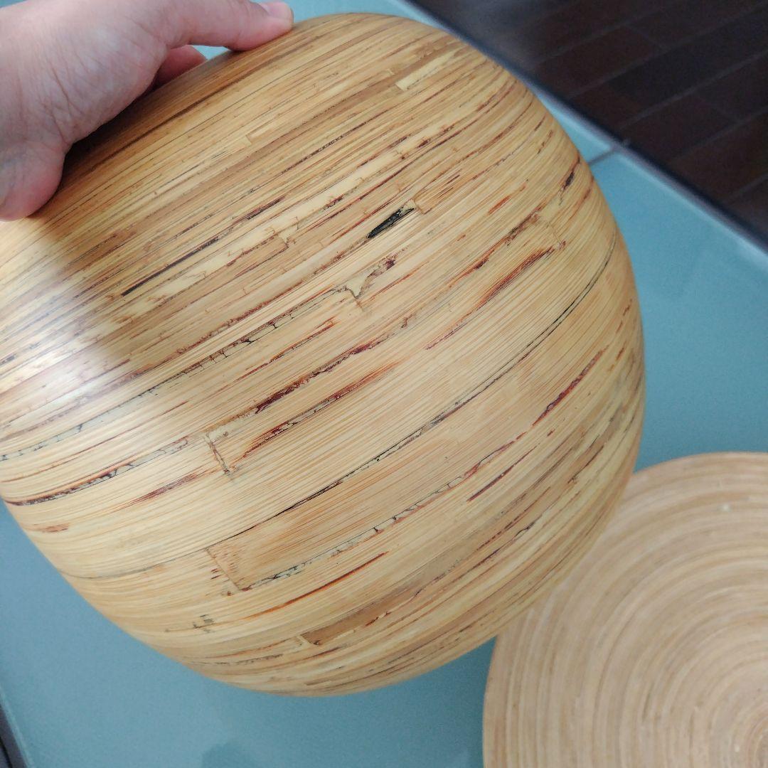 【最終】美品!天然木 ハンドメイド 球体鉢 プランタートレイ付