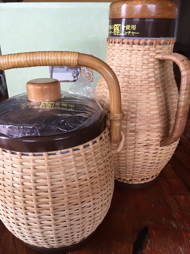 デットストック 北欧 象印 籐ポット&アイスペールセット