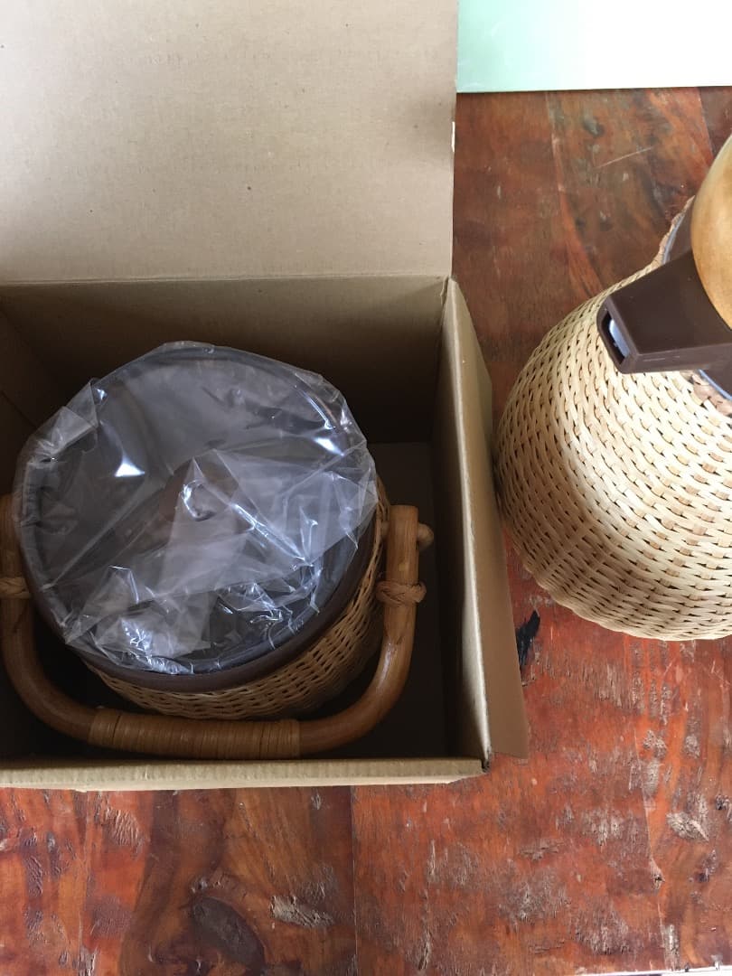 デットストック 北欧 象印 籐ポット&アイスペールセット