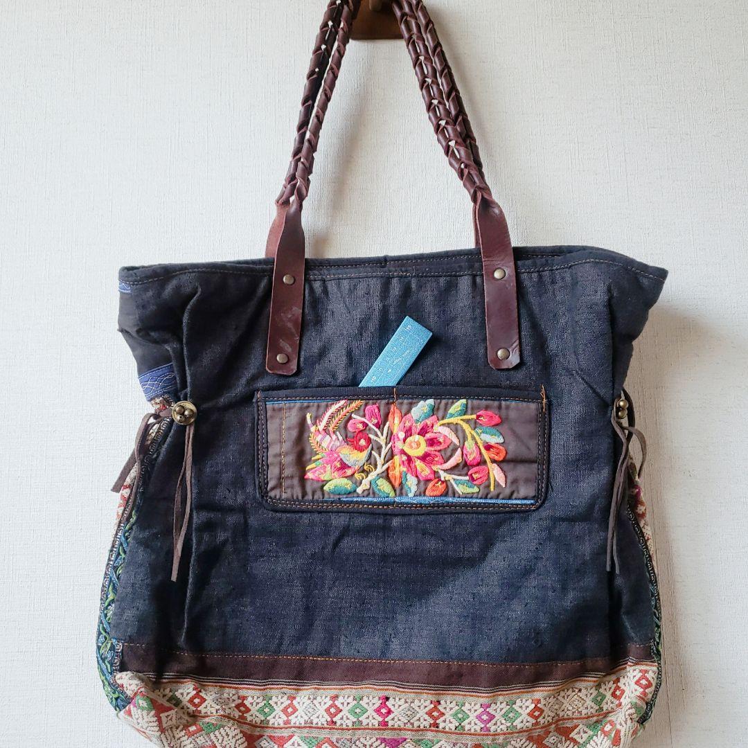 ★ 一点物 未使用 ★ アジア 少数民族 刺繍 古布 トートバッグ