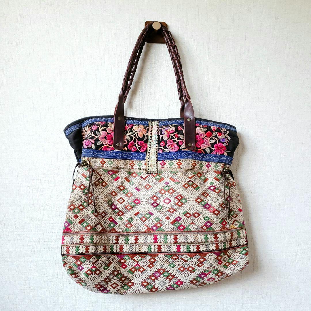 ★ 一点物 未使用 ★ アジア 少数民族 刺繍 古布 トートバッグ