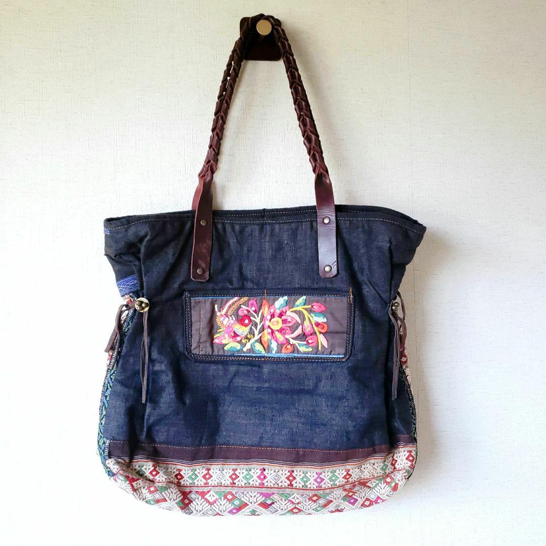 ★ 一点物 未使用 ★ アジア 少数民族 刺繍 古布 トートバッグ