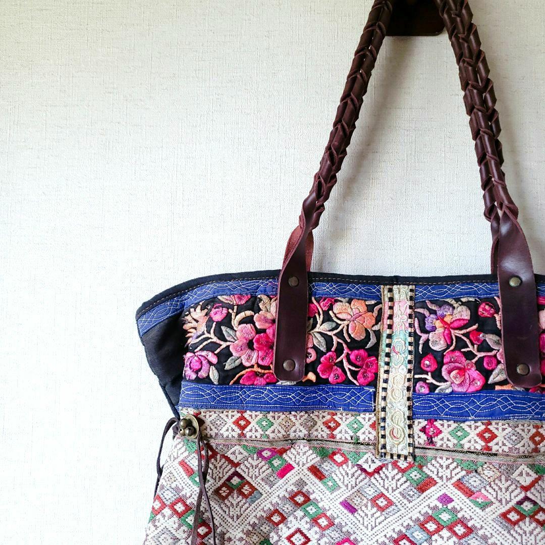★ 一点物 未使用 ★ アジア 少数民族 刺繍 古布 トートバッグ