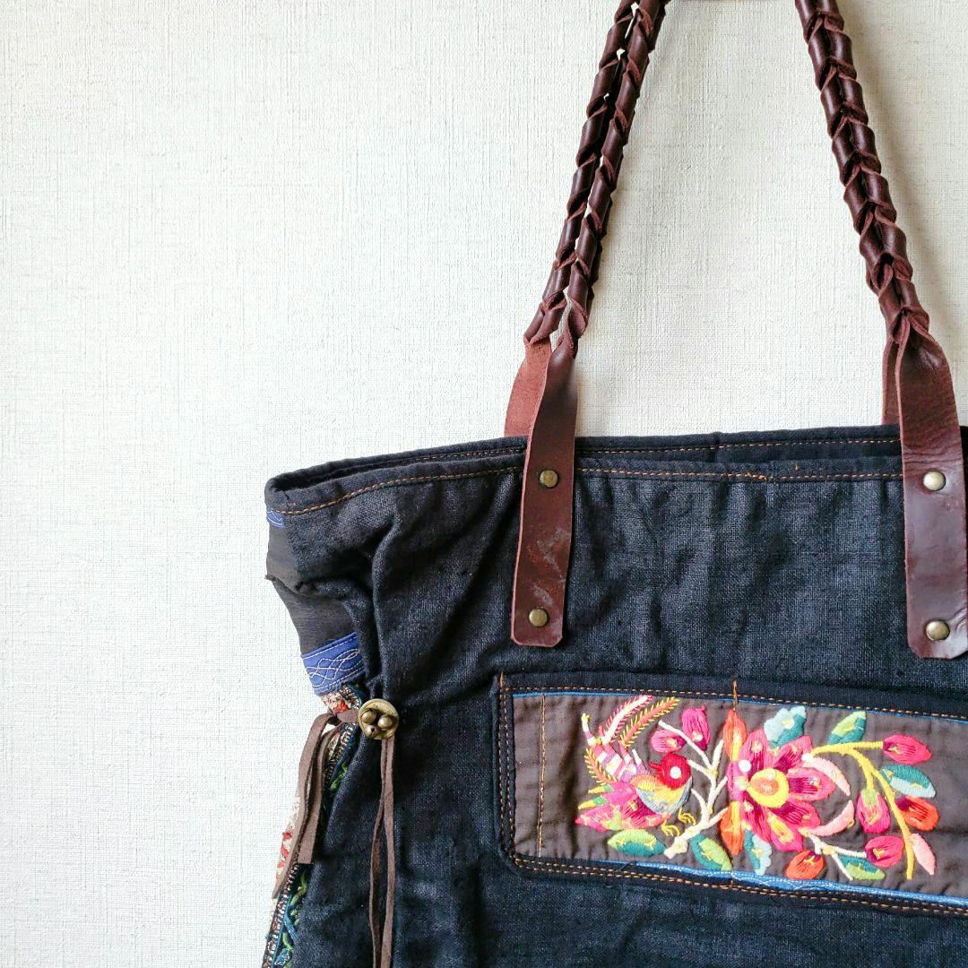 ★ 一点物 未使用 ★ アジア 少数民族 刺繍 古布 トートバッグ