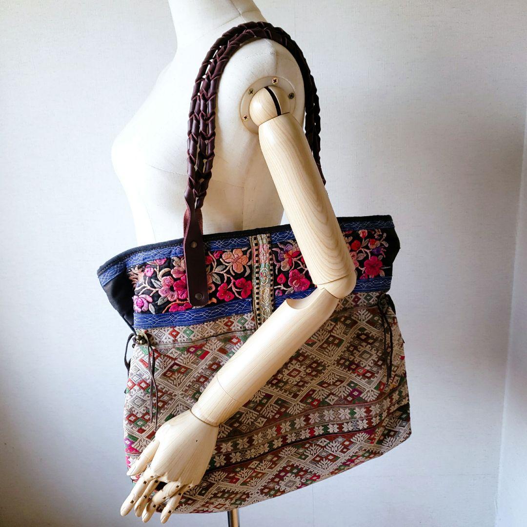 ★ 一点物 未使用 ★ アジア 少数民族 刺繍 古布 トートバッグ