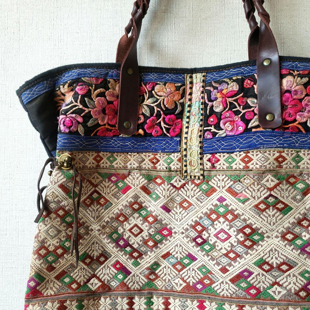 ★ 一点物 未使用 ★ アジア 少数民族 刺繍 古布 トートバッグ