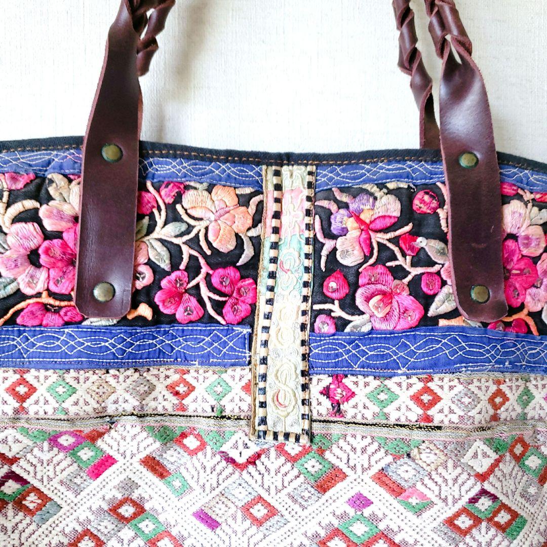 ★ 一点物 未使用 ★ アジア 少数民族 刺繍 古布 トートバッグ