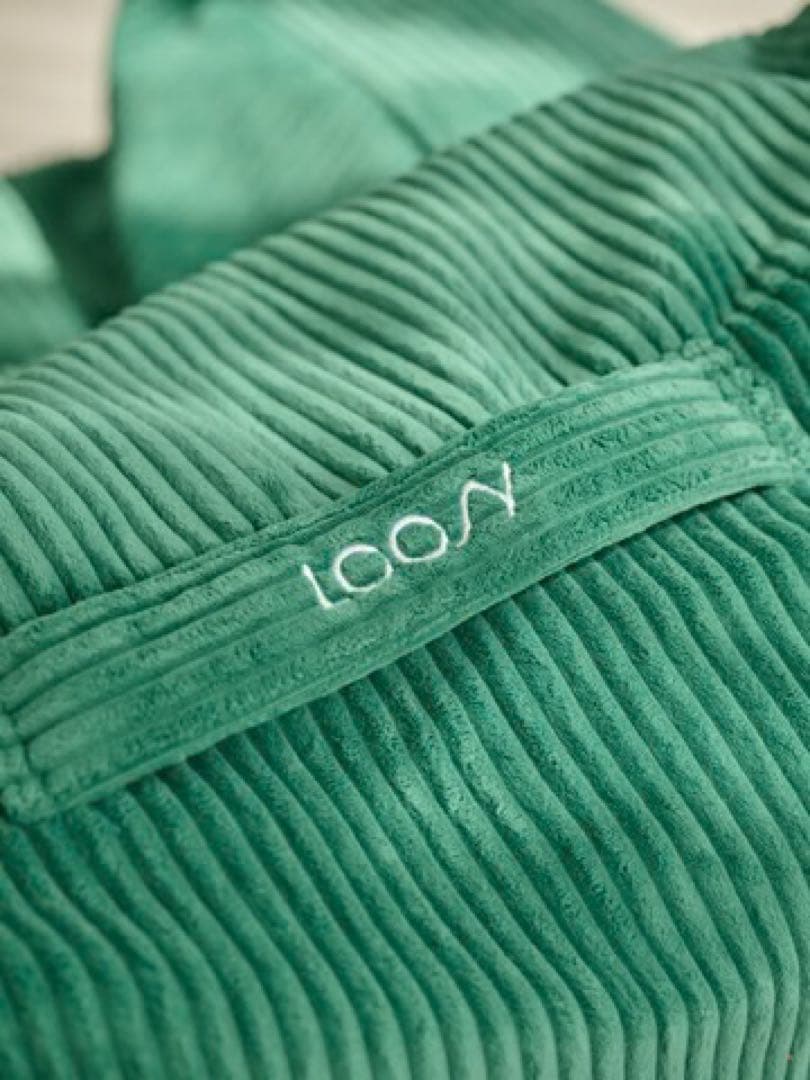 【美品】LOOSY 1人掛けソファ　グリーン　オットマン付き　ビーズクッション