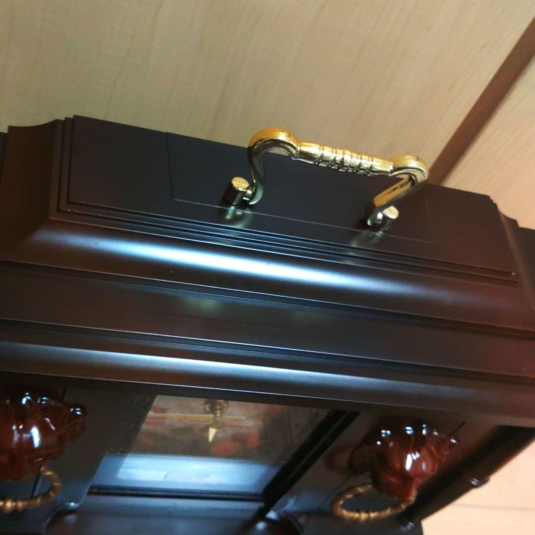 昭和レトロ　アンティーク調　ライオン ドアノッカーキャビネット置時計　花園