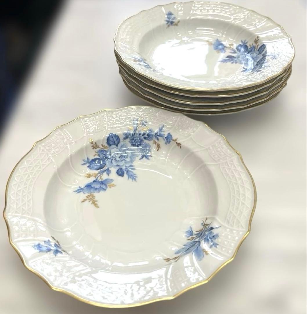 Hutschenreuther 青い花柄皿 6枚セット