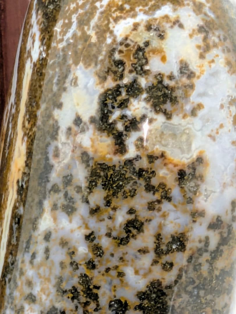 オーシャンジャスパー 孔雀石　パワーストーン　鑑賞石 水石 自然石　花梨台座