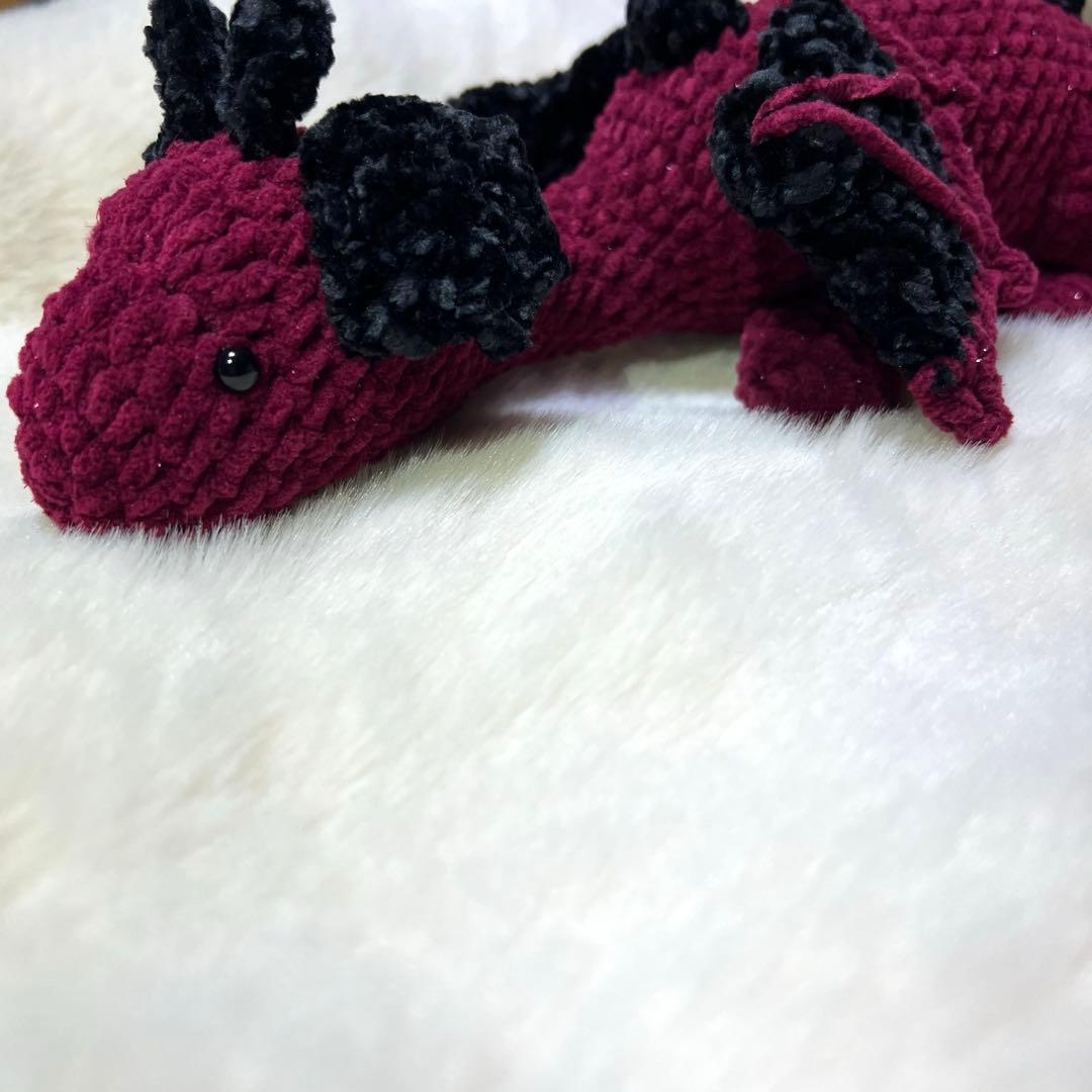 彩*)様 ✩ドラゴン✩編み物 あみぐるみ ハンドメイド 赤×黒