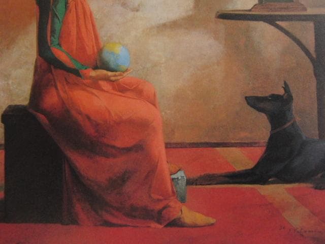 弥富節子、【時の足音】、希少な額装用画集画、新品高級額 額装付