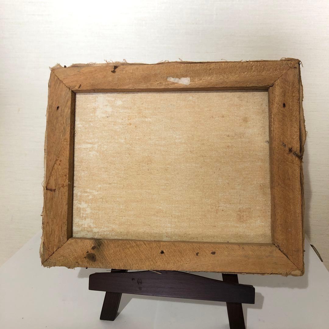 バリ島　油彩画　手描き　木製スタンド付き　一点物アート　アジアンインテリア