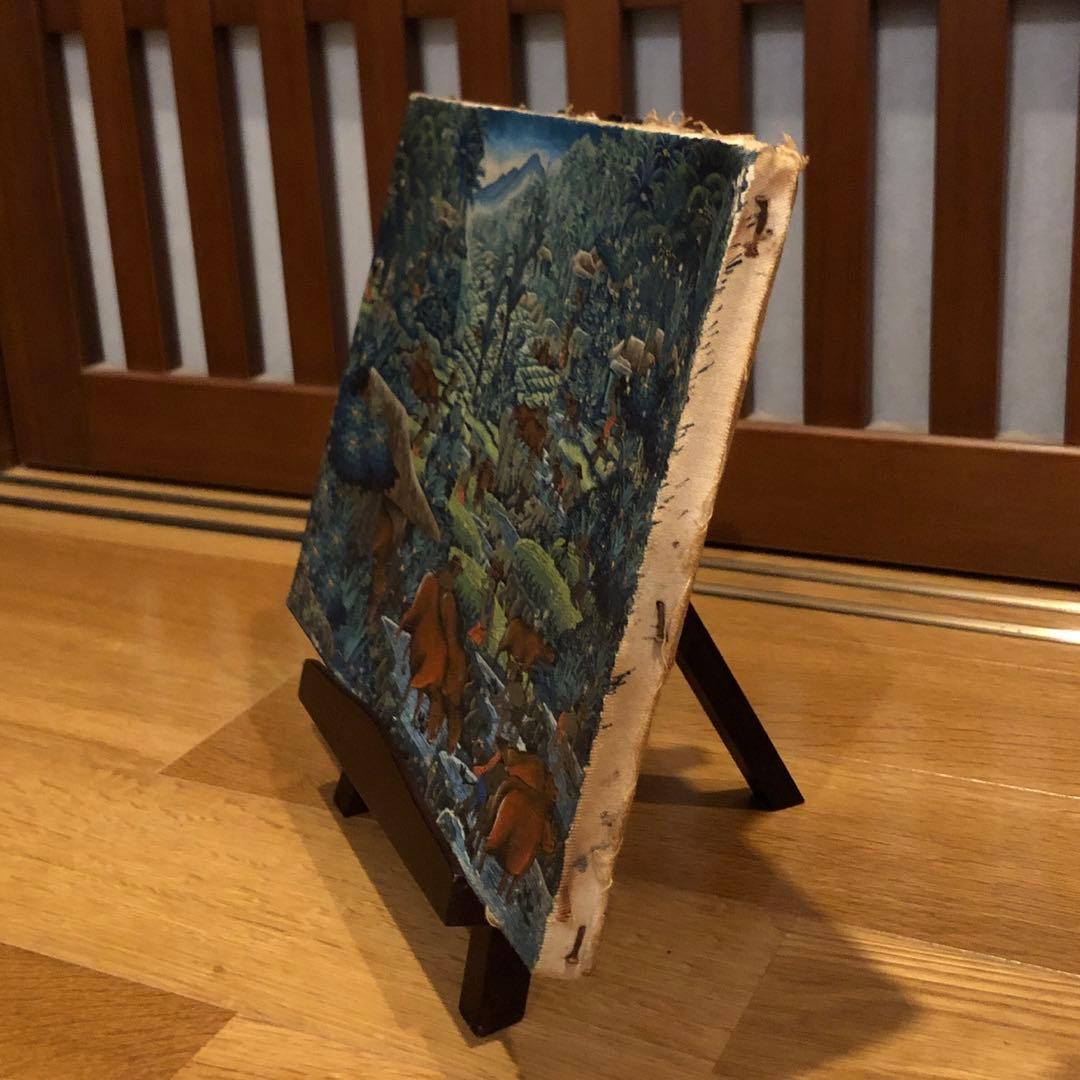 バリ島　油彩画　手描き　木製スタンド付き　一点物アート　アジアンインテリア