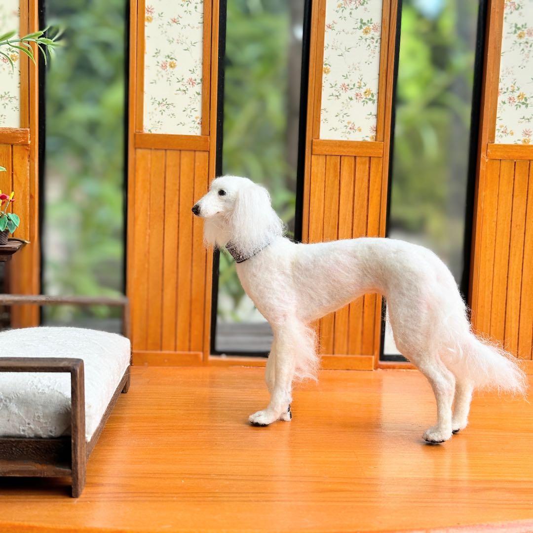 【羊毛フェルト サルーキ 犬 サルキー 】 ミニチュア ドールハウス