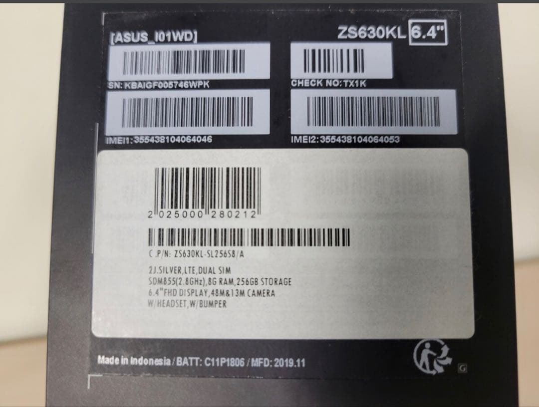 スマートフォン本体 ZenFone6 ZS630KL 256GB 8GBRAM