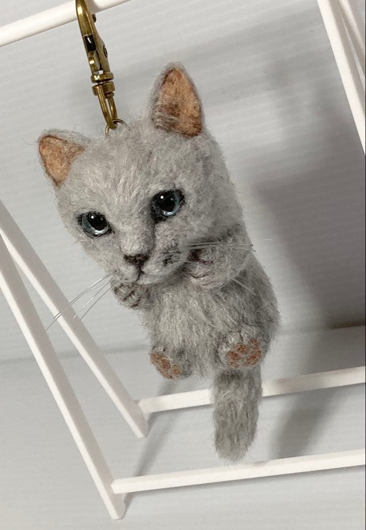 羊毛フェルト 猫 サンプルページ キーホルダー Ｍサイズ 植毛あり
