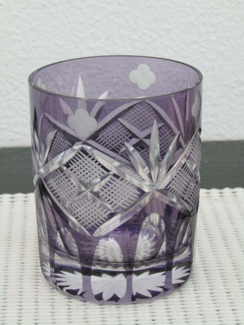 江戸切子　江戸紫　紫色 ガラス製グラス　未使用品