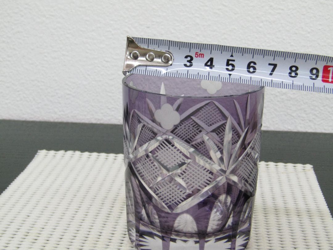 江戸切子　江戸紫　紫色 ガラス製グラス　未使用品