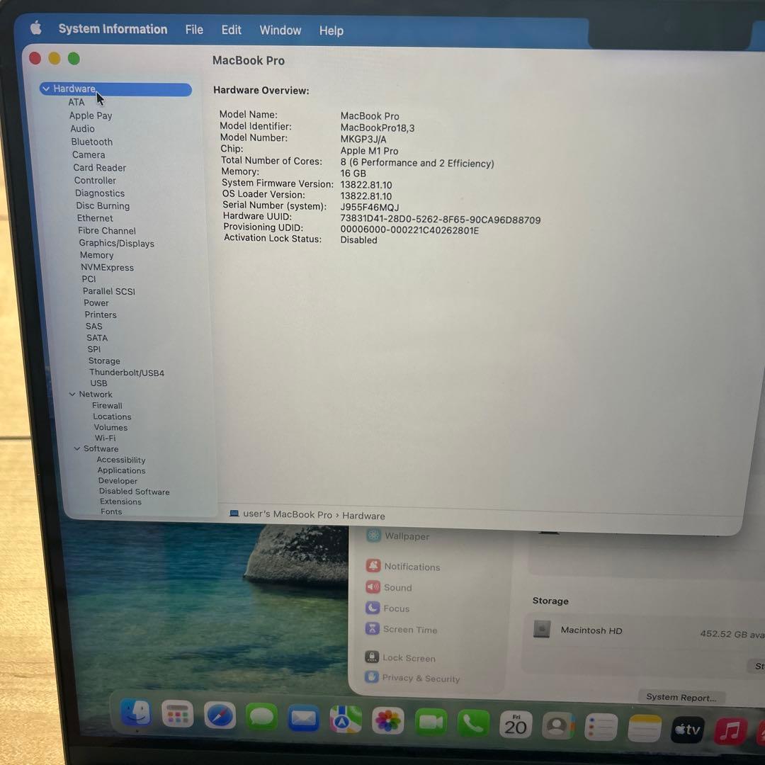 MacBookPro 14インチ M1 16/500GB 14core