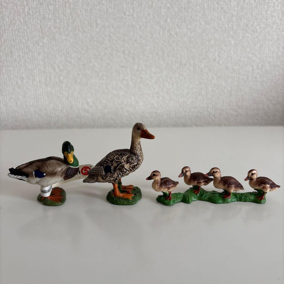 シュライヒ　鳥　フィギュア　カモ　親子　オス　メス　子ども　廃盤品