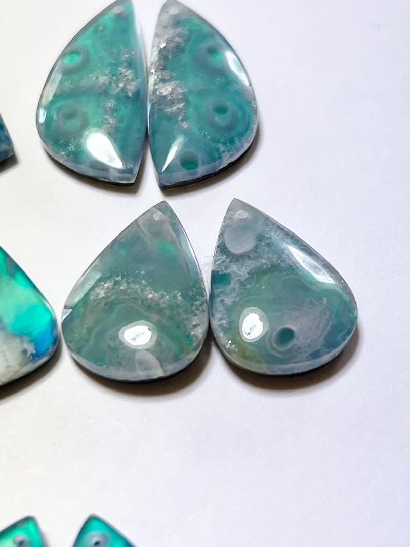 プルームアゲート　ダブレット　オーロラ　14kgf ピアス