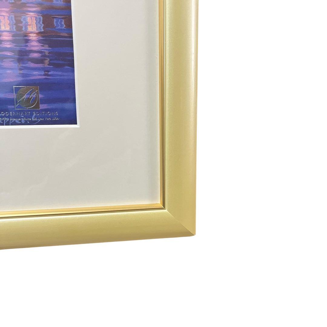 美品 笹倉鉄平 サントロペ港の夜 額装ポスター110×54cm 正規品