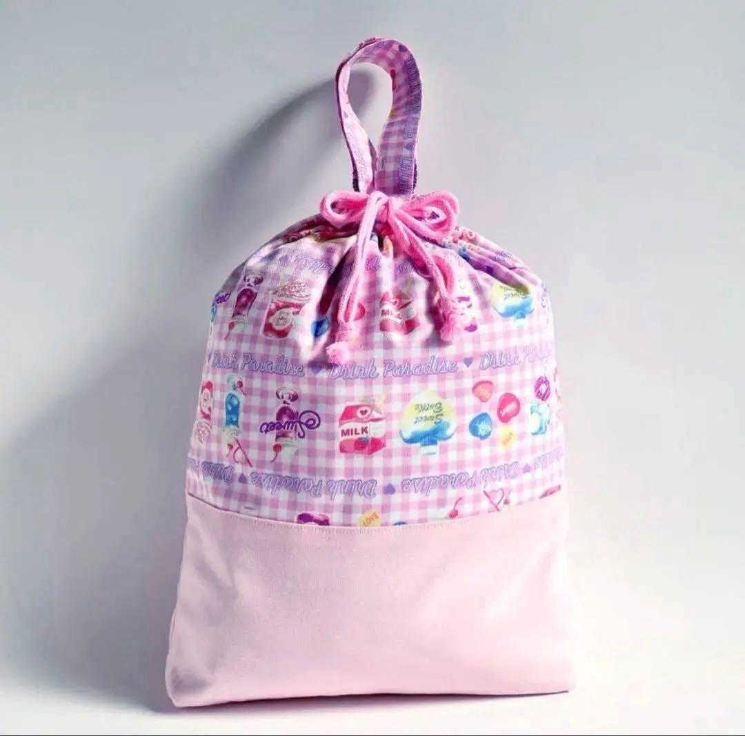 入園入学5点セット 女の子 ピンク ドリンク柄 レッスンバッグ 上履き入れ