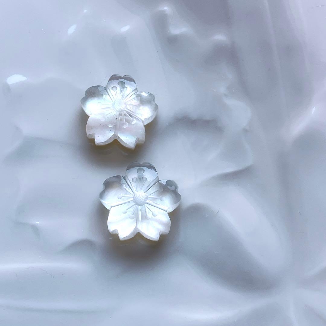 あさみ◆桜カービング✧水晶/MOPダブレットストーンチャーム