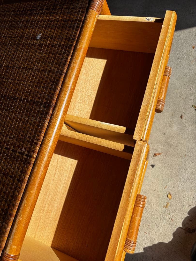 昭和レトロ ラタン 5段6引き出し 幅60cm ランドリーラック 籘製