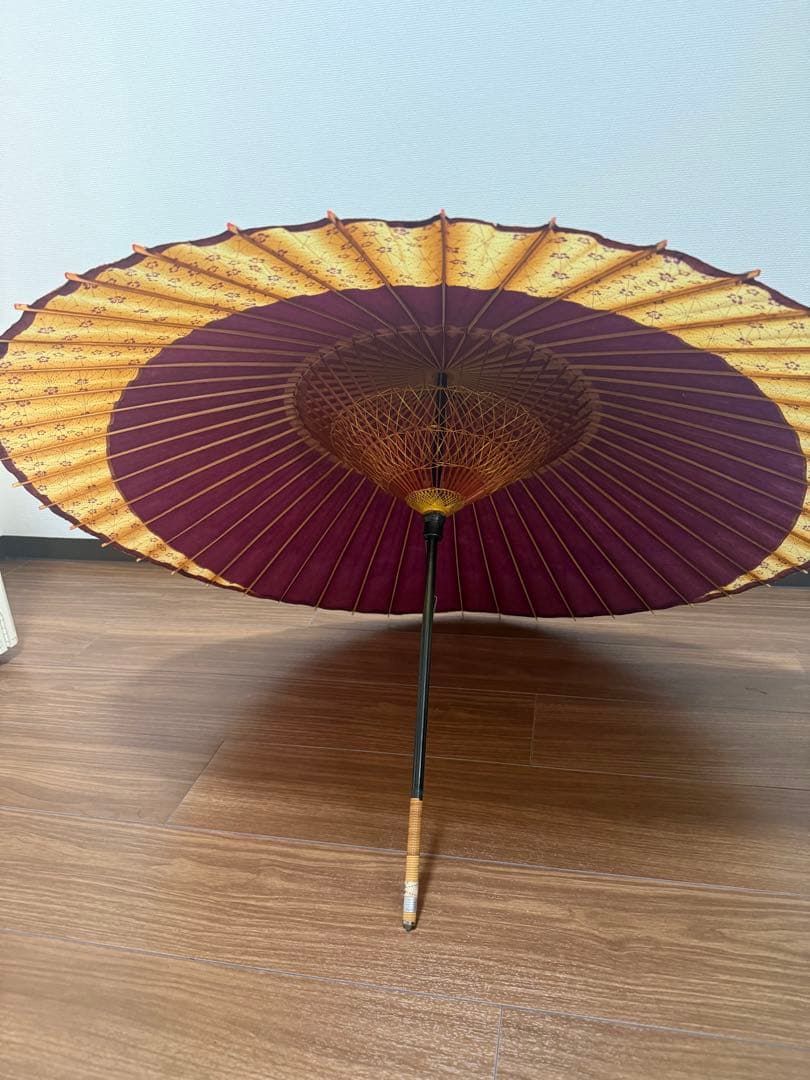 【京都祇園 かさ源】京和傘 蛇の目傘 紫×金 観賞用・リメイク素材・骨董品