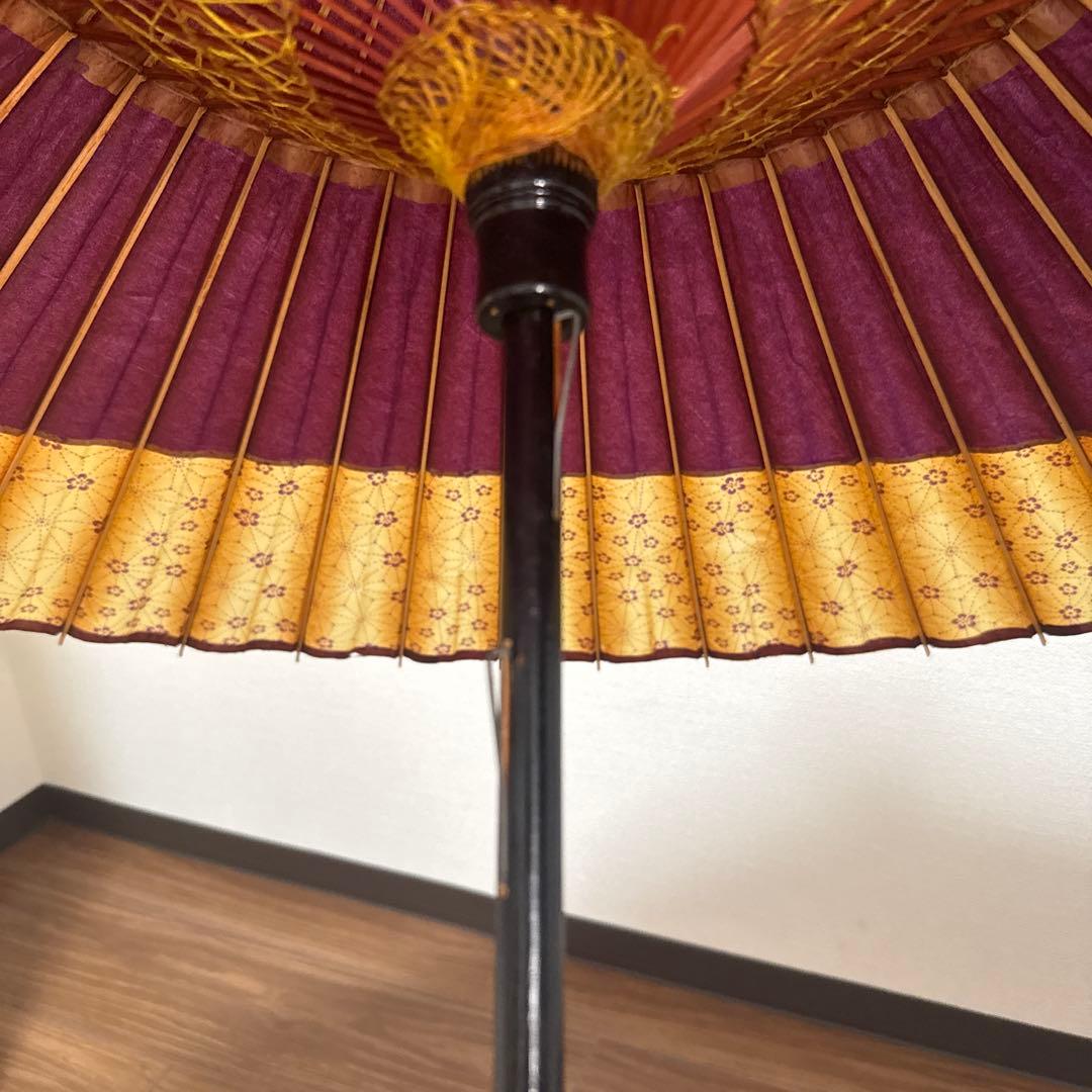 【京都祇園 かさ源】京和傘 蛇の目傘 紫×金 観賞用・リメイク素材・骨董品