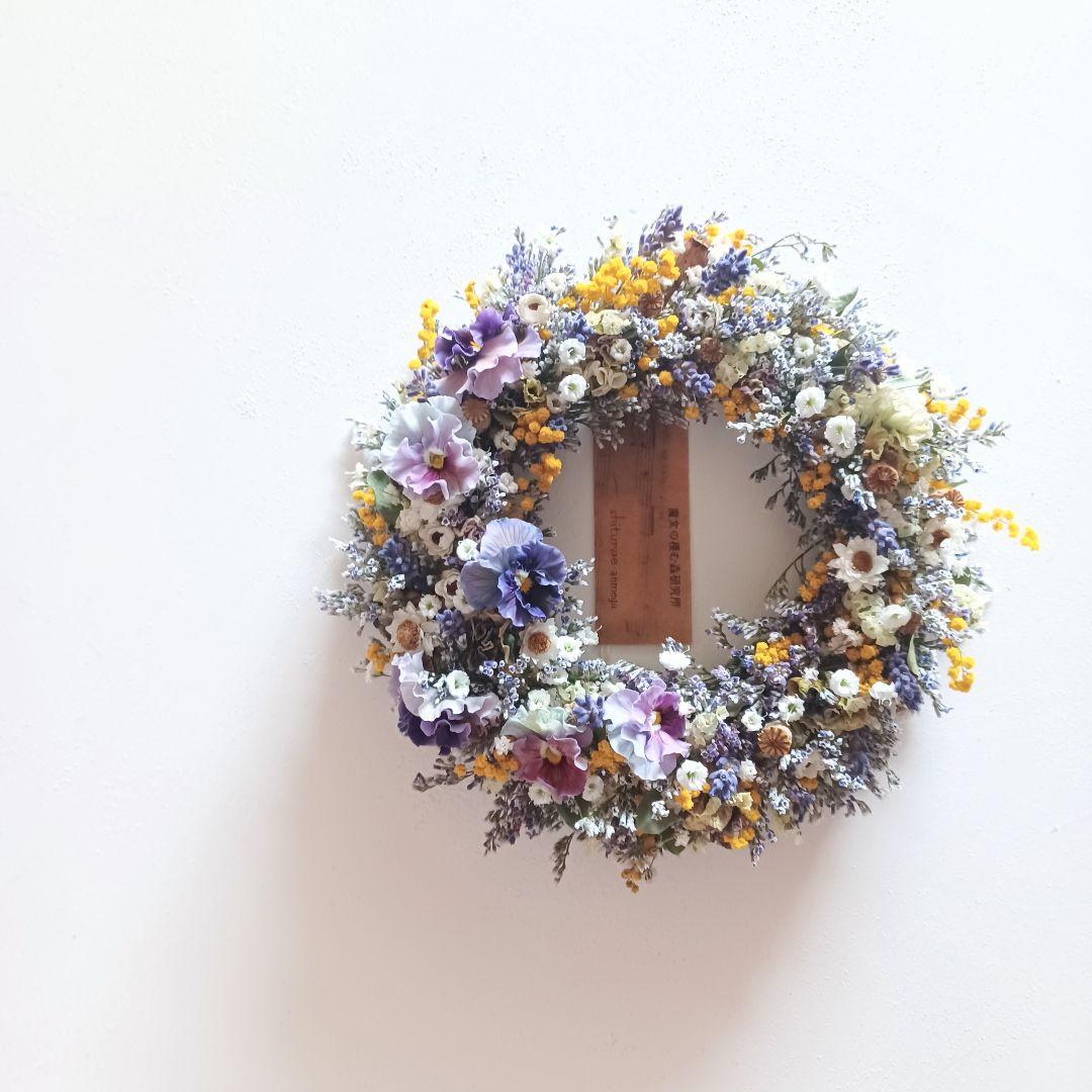 新品 未使用 ドライフラワー リース【order】春 母の日