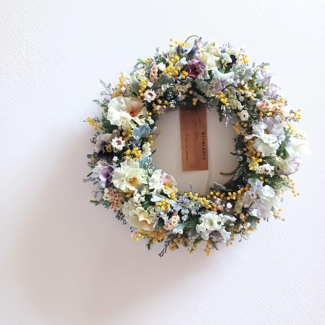 新品 未使用 ドライフラワー リース【order】春 母の日