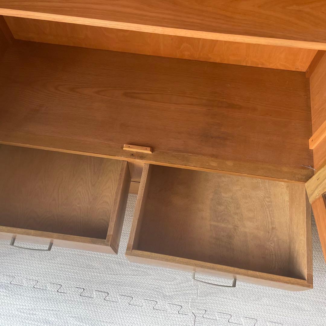 飾り棚　古道具　キャビネット　昭和レトロ　食器棚　シェルフ　木製　昭和ガラス