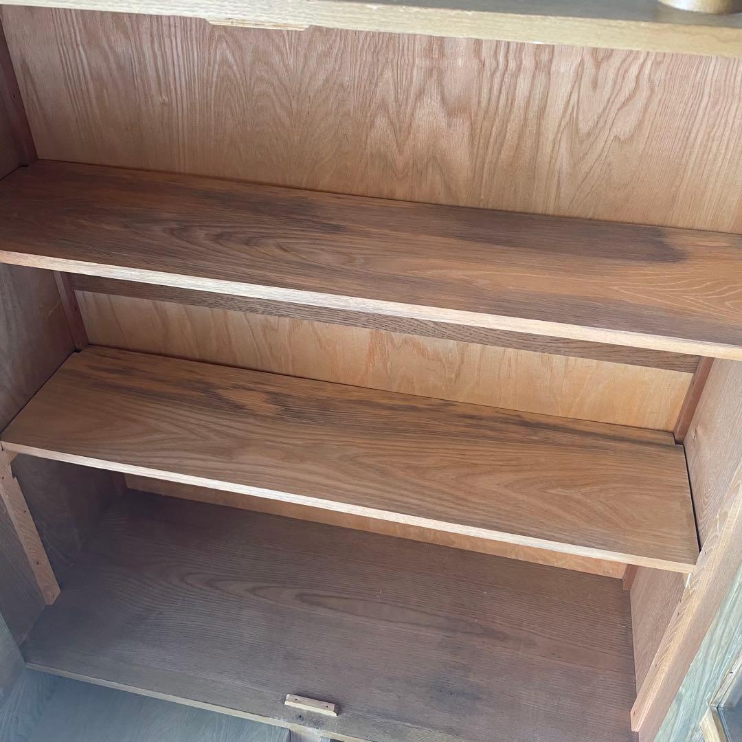 飾り棚　古道具　キャビネット　昭和レトロ　食器棚　シェルフ　木製　昭和ガラス