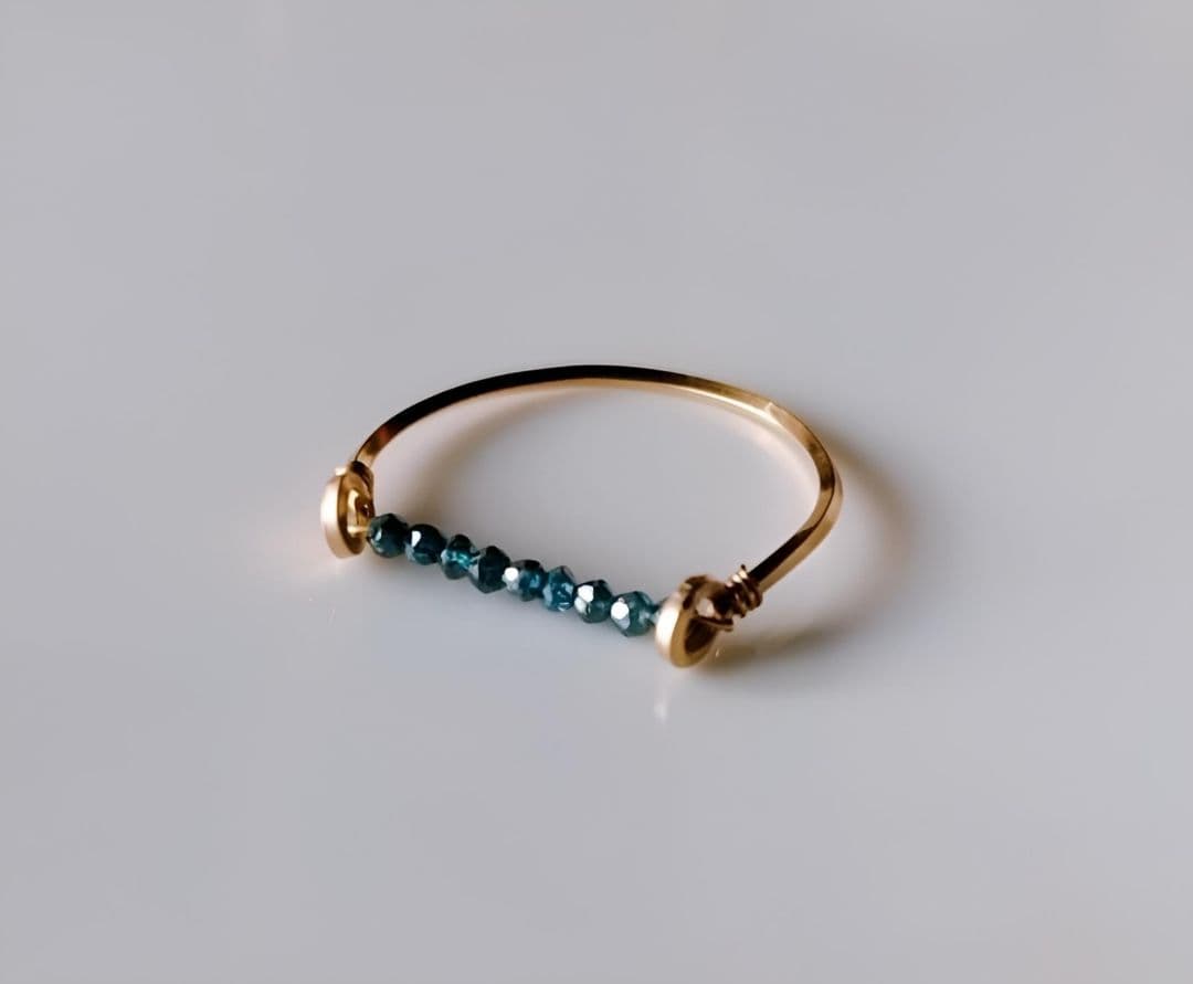 Kgf14 希少石 天然石 オーストラリア産 ブルーダイヤモンド リング