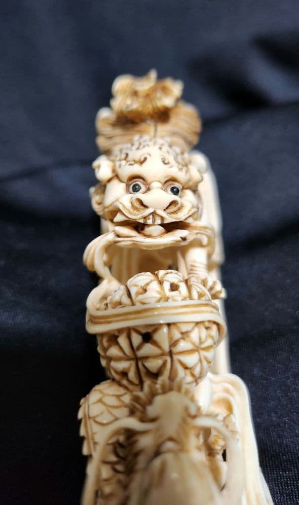 龍と獅子　龍獅子図　置物　干支