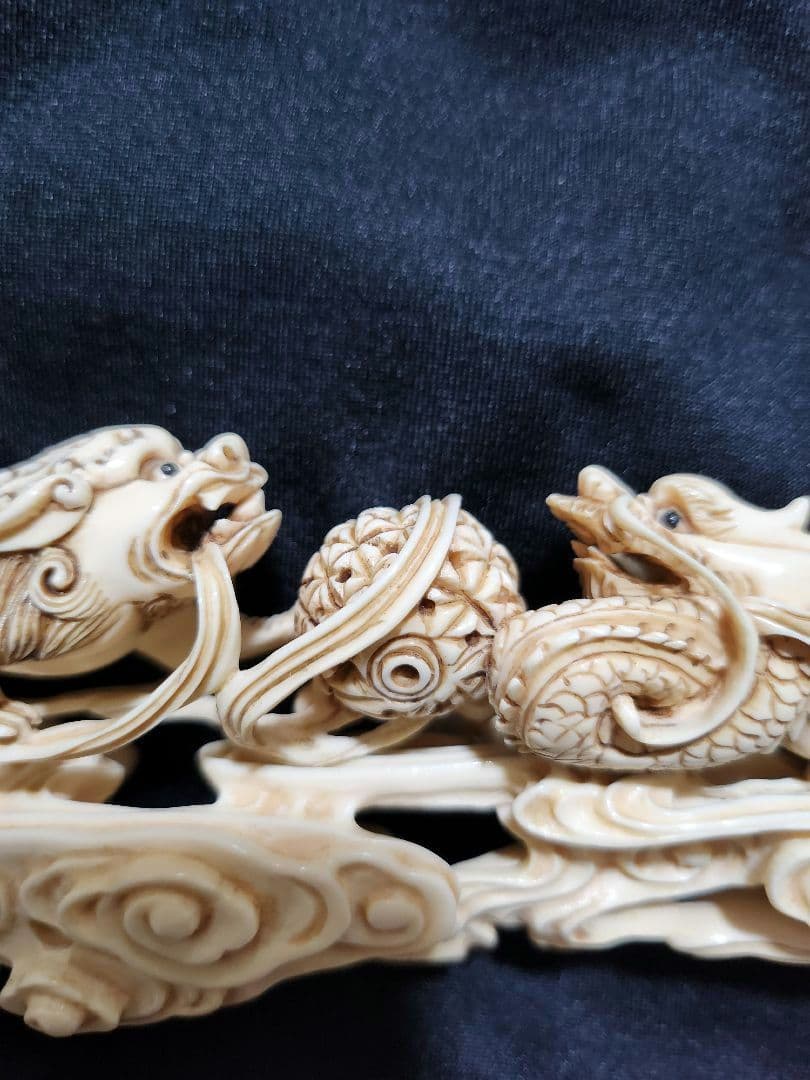 龍と獅子　龍獅子図　置物　干支