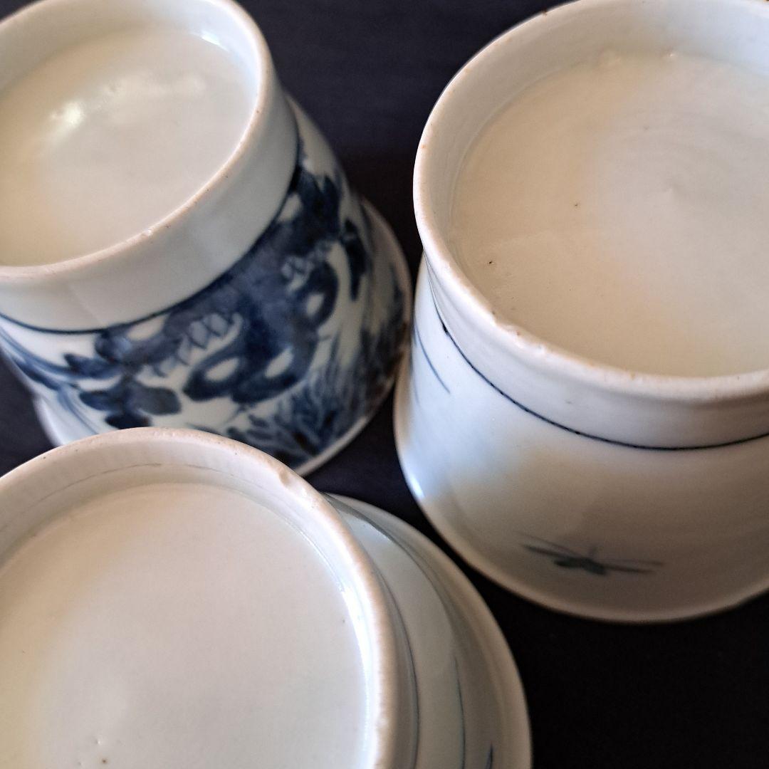 「 5客揃いの楽しみ！」 古伊万里 染付そばちょこ 5客セット 骨董アンティーク