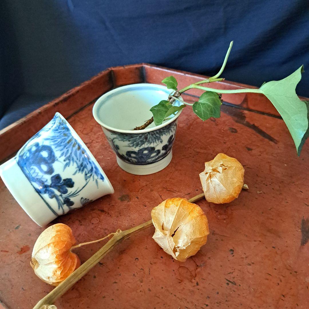 「 5客揃いの楽しみ！」 古伊万里 染付そばちょこ 5客セット 骨董アンティーク