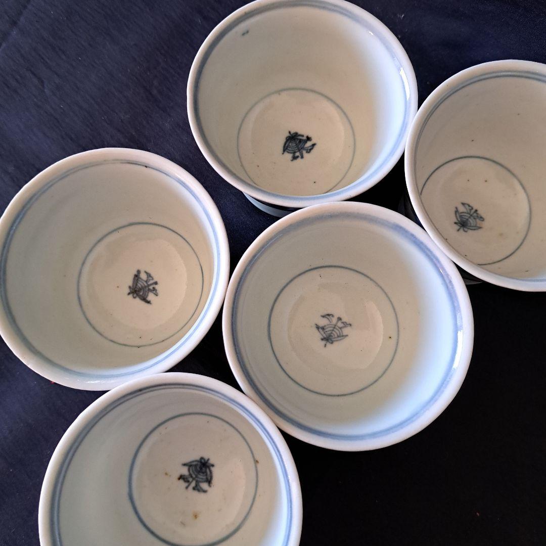 「 5客揃いの楽しみ！」 古伊万里 染付そばちょこ 5客セット 骨董アンティーク